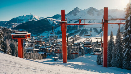 Ski resort in Austria beautiful - obrazy, fototapety, plakaty