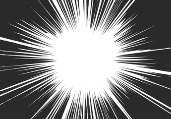 Abstract Comic Book Flash Explosion With Radial Lines On White Background. Vector Superhero Manga And Anime Design