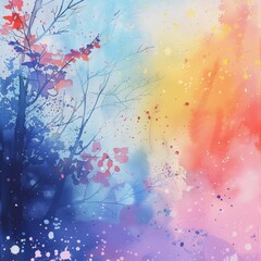 Delicate pastel blurred watercolor spots on background.