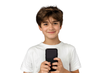 Teen Boy with Phone Smiling at Camera
