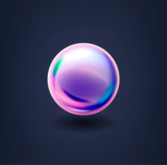 Holographic Geometric Sphere, Three-dimensional Round Shape, Resembling A Glossy Ball with Gradient Hologram Effect