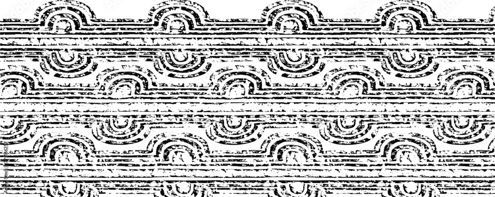Aufkleber rough texture. broken plaster wall effect. grunge worn damask pattern design. distressed fabric text