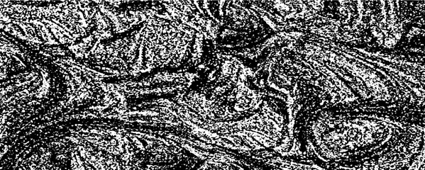 Monochrome texture composed of irregular graphic elements. Distressed uneven grunge background. Abstract vector illustration. Overlay for interesting effect and depth. Isolated on white background.