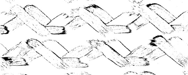 Monochrome texture composed of irregular graphic elements. Distressed uneven grunge background. Abstract vector illustration. Overlay for interesting effect and depth. Isolated on white background.