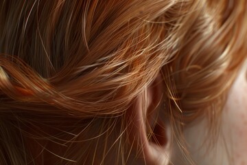 Naklejka premium Healthy shiny red ginger hair locks.