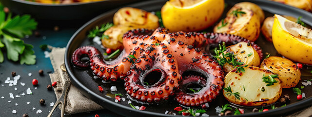 Obraz na płótnie Canvas Grilled Octopus With Potato