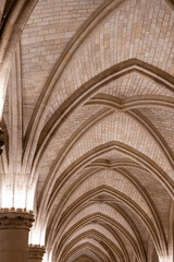 Vaulted ceiling supported by massive pillars in the Hall of the Men-at-arms, Conciergerie, former...