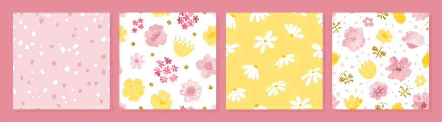 Rolgordijnen Set of seamless floral patterns. Vector design for textiles, covers,packaging,prints,interior decor and more. © Liliya