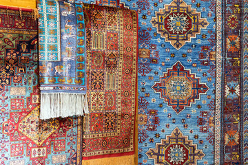 Assortment of oriental silk carpets