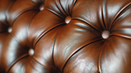 Surface upholstered in natural brown leather.