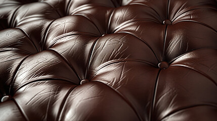 Surface upholstered in natural brown leather.