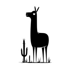 Fototapeta premium Llama standing next to cactus