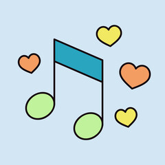 Musical note with heart sign isolated vector icon - 779172234