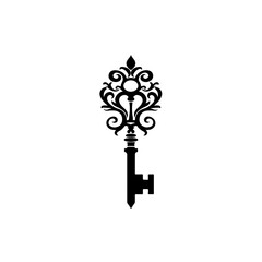 Fototapeta na wymiar Ornate key silhouette