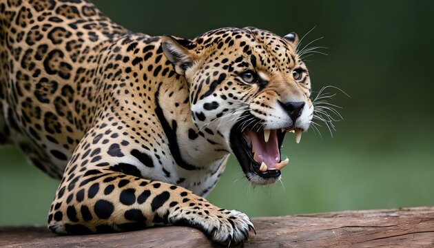 A Jaguar With Its Paw Raised Ready To Strike