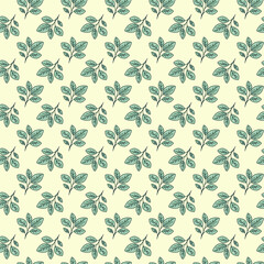 Hand drawn floral pattern vector design. Simple ornament with plant and leaf.