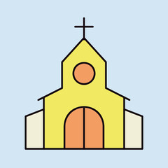 Church with cross isolated vector icon - 779173413