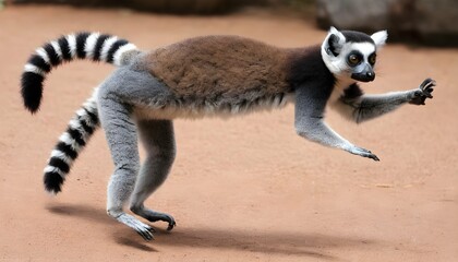A Lemur With Its Legs Outstretched Preparing To M