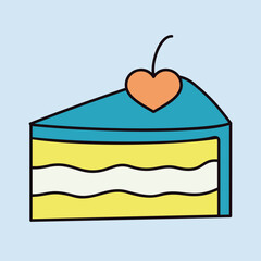 Peace of cake with heart isolated vector icon - 779173662