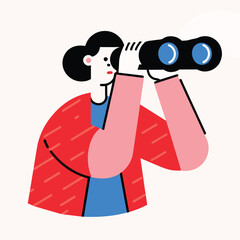 
Searching for birds and investigating nature and surroundings with binoculars outdoors activities
