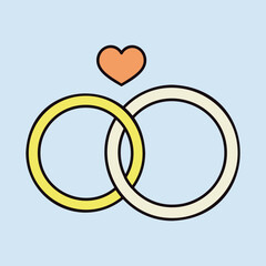 Wedding rings with a heart isolated vector icon - 779174072