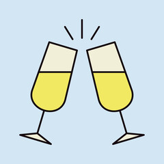 Two glasses of champagne isolated vector icon - 779174475
