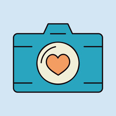 Wedding party camera with love lens vector icon - 779174832