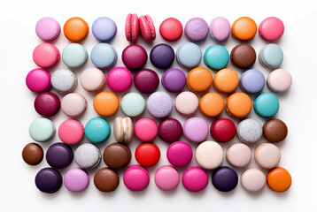 Set of colorful macarons vector on white isolated background