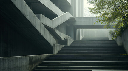 Contemporary concrete staircase in a modern setting