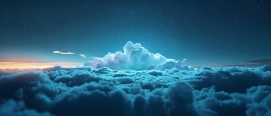 Digital Fortress: Secure Cloud Storage Amongst the Stars. Concept Cloud Security, Digital Storage, Space Technology, Cybersecurity, Data Protection