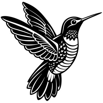 black and white hummingbird flying clip art preview