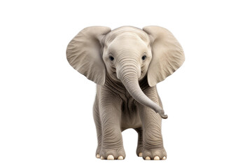 Majestic Elephant Stands Tall Against a Pure White Canvas. White or PNG Transparent Background.