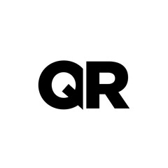 Letter Q and R, QR logo design template. Minimal monogram initial based logotype.