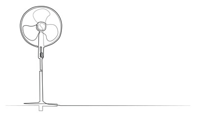 Obraz premium fan continuous line. illustration of a home fan drawn in one vector line. single line electronic fan