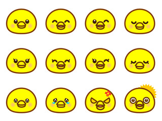 かわいいヒヨコの喜怒哀楽アイコンイラスト素材セット3