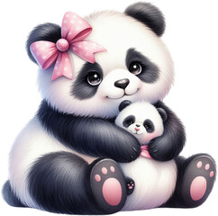 Obraz premium Adorable Panda Paradise: Watercolor Wonderland - Bring Home the Charm of Playful Panda!