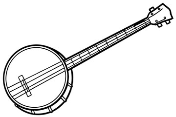 banjo silhouette vector illustration - obrazy, fototapety, plakaty