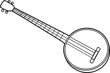 banjo silhouette vector illustration - obrazy, fototapety, plakaty