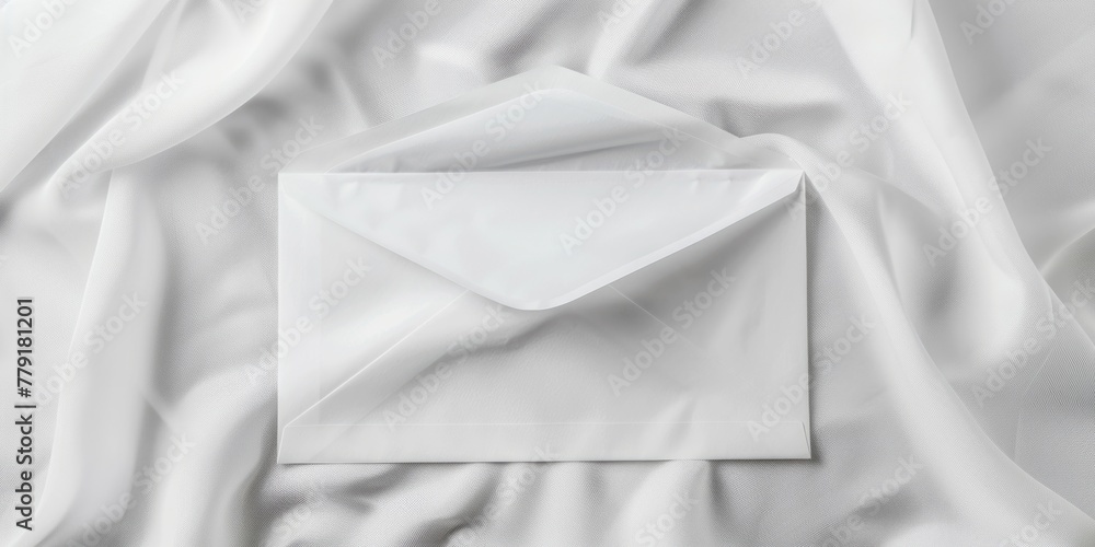 Poster white envelope on top of a white sheet, suitable for office or communication concepts