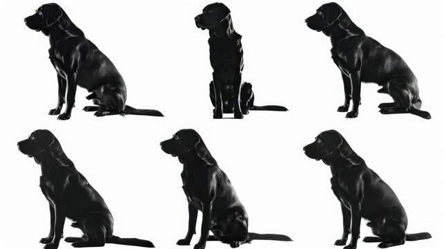 A series of photos featuring a dog sitting on the ground. Ideal for pet lovers and animal enthusiasts
