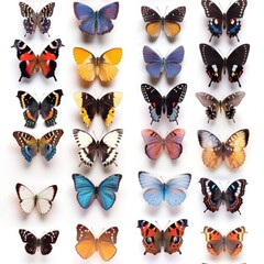 A collection of colorful butterflies on a white background. Perfect for nature or spring-themed designs