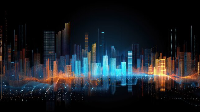 High Tech Blue Neon Bars and Graphics