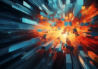 Colorful explosion, geometric shape, color, backdrop, technology, futuristic