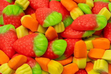 Assorted colorful gummy candies. Jelly  sweets.