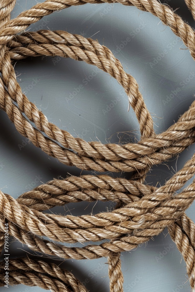 Poster Close up of a rope on a table. Suitable for various concepts and designs
