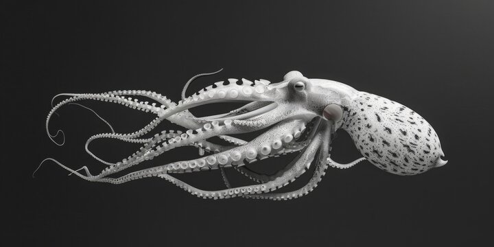 Black and white image of an octopus, suitable for marine themes
