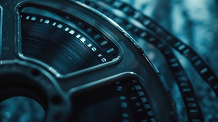 Detailed image of a film reel, suitable for media and entertainment projects
