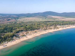 Aerial view of Gradina Beach near town of Sozopol, Bulgaria