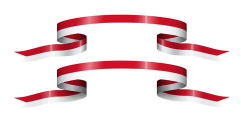 set of flag ribbon with colors of Monaco for independence day celebration decoration