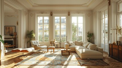 Luxurious Parisian Apartment with Antique Charm, generative ai